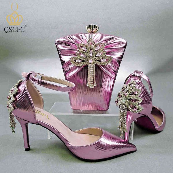 

evening bag spring new italian design embossed smooth leather women pink shoes and set for party lady occasion 220615