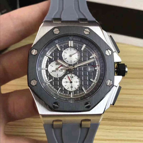 

watches wristwatches grey rubber silver black bezel watch automatic mechanical sapphire transparent glass back limit 42mm, Slivery;black