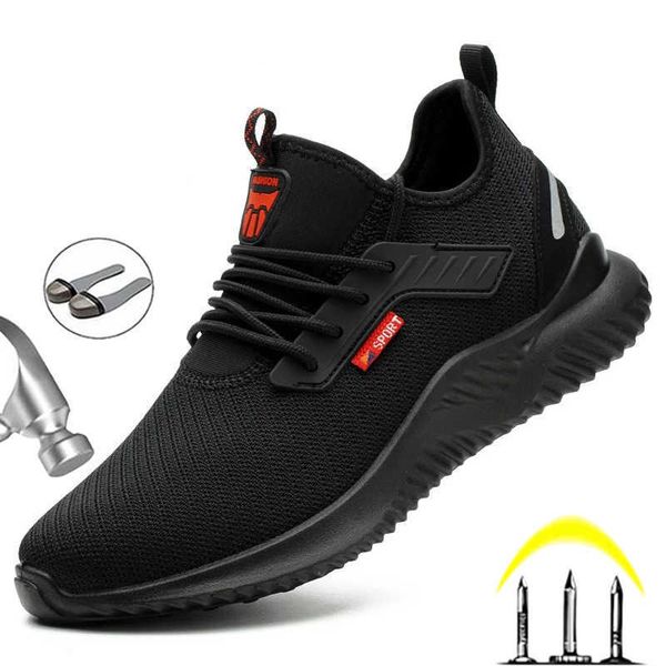 

outdoor safety shoes men construction work shoes indestructible industrial shoes work sneakers anti-puncture safety boots male, Black