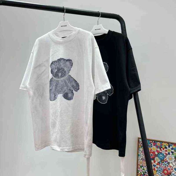 

designer men's t-shirt 2022 summer fashion brand rich bear reflective printing round neck men's and women's short sleeve t-sh, White;black