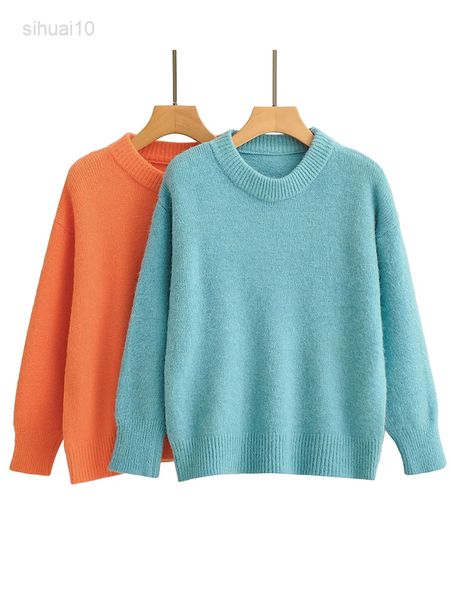 

women 2022 autumn winter sweater solid o-neck sweaters fashion long sleeves vintage knitted sweater female comfortable pullov l220725, White