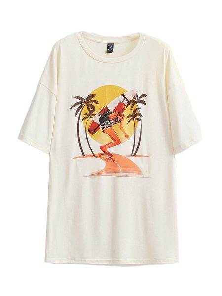

x uyen tran figure & coconut tree print tee w6mn#, White