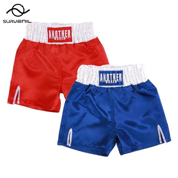 Men's tracksuits shorts vermelho azul muay thai garotos meninos boxe boxe treinamento lutando com calças de kickboxing acessórios de artes marciais