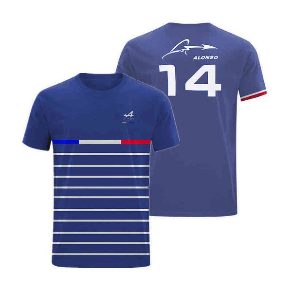 

2022 formula one alpine f1 team short sleeve shirt blue official summer racing competition 2022, White;black