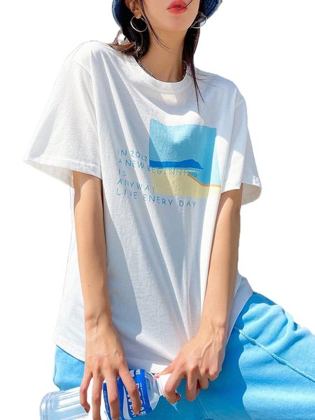 

dazy slogan graphic drop shoulder tee c2te#, White