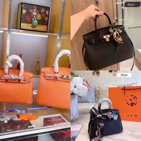 

designer classic birkinss handbags handbag fashion retro cow leather litchi pattern cypress gold bag women's portable one shoulder cros