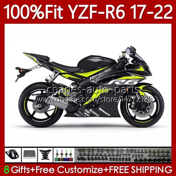 Spritzguss-Verkleidungen für Yamaha YZF-R6 YZF R6 R 6 600 CC YZFR6 17 18 19 20 21 22 Körper 119No.100 YZF-600 2017 2018 2019 2020 2021 2022 YZF600 Mattschwarz 17-22 OEM-Karosserie