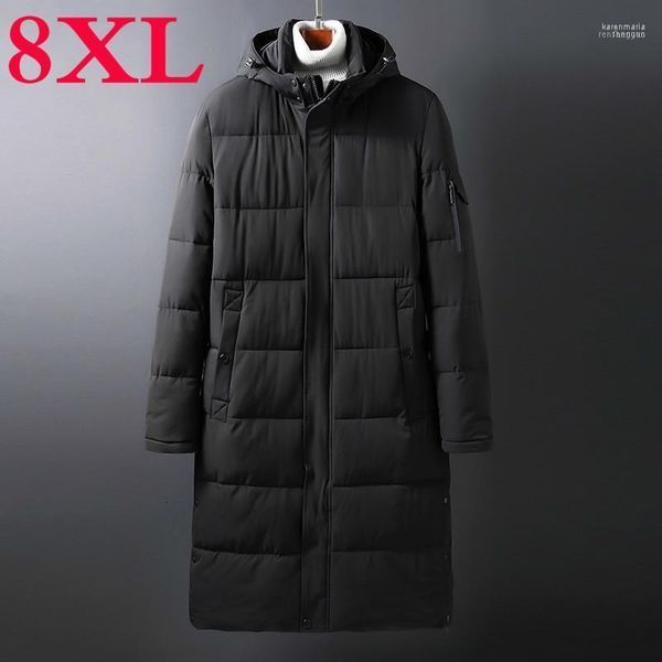 Parkas masculino PLUS 10XL 8XL 6XL 5X Solid Winter Men Men Casual X-Long Outwear Espalhar o casaco com capuz quente Grey1 Kare22