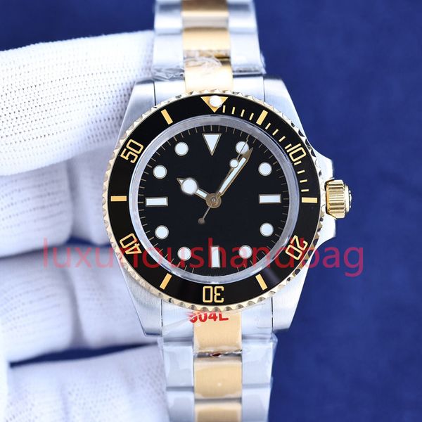 

for men luxury watch black dial 40mm mixed time mark luminous sapphire glass 904l waterproof automatic mechanical watch, Slivery;brown