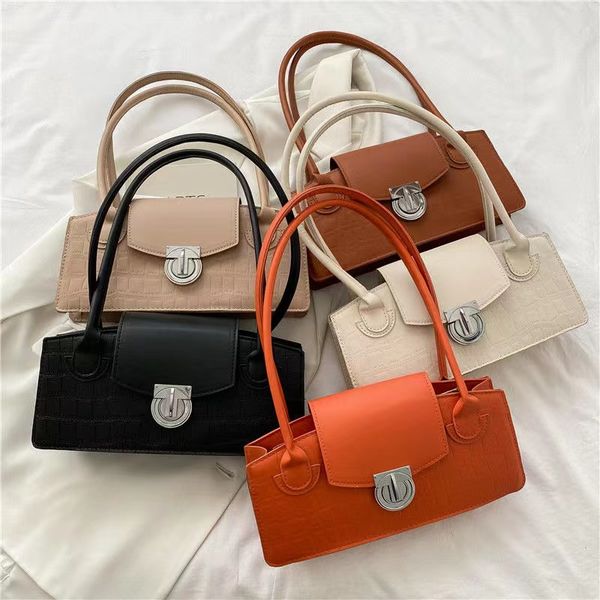 

fashion shoulder axillary bag chain decoration color contrast design women handbag