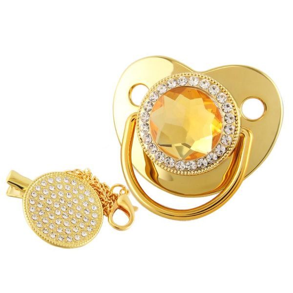 Ciucci # Strass Golden Baby Ciuccio e clip BPA Free Silicone Infant Capezzolo Oro Bling Born Dummy SootherPacifiers #