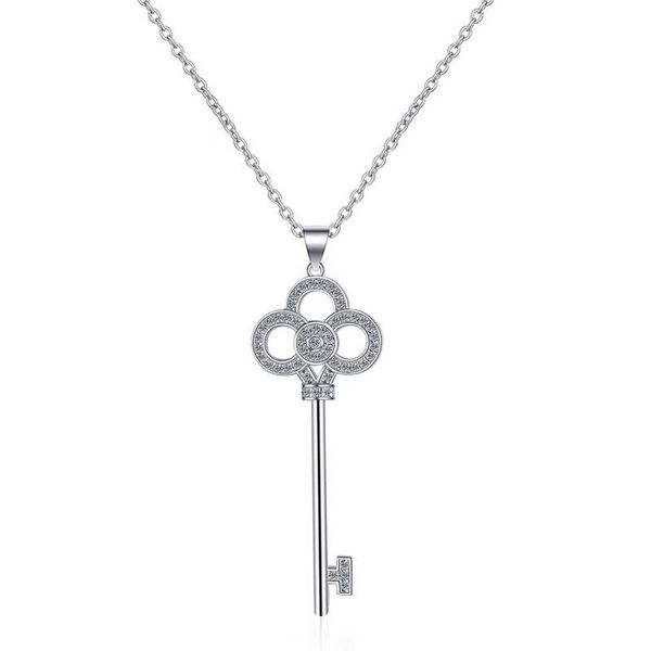 

trendy pendant necklaces iced moissanite key necklace women 925 sterling silver lab diamond plated platinum ins 2022 jewelry collares pass t