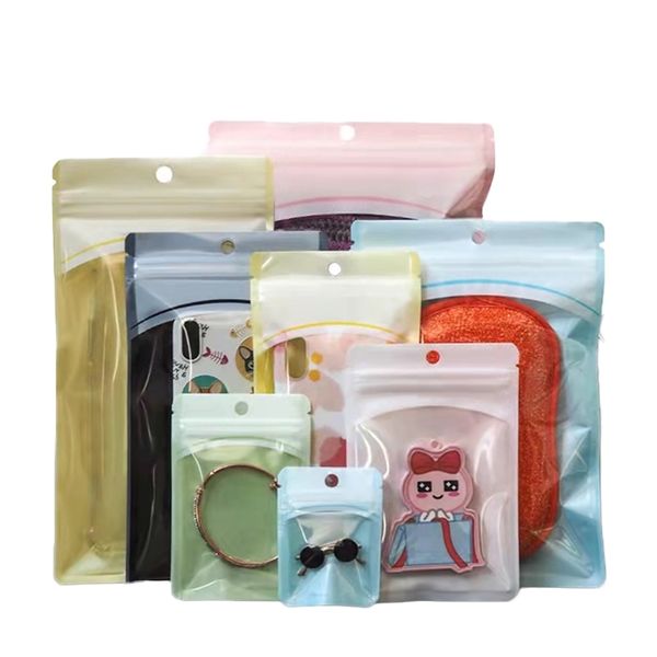 

100pcs/lot clear plastic bags hang hole self-sealing zip lock accessaries phone cases / films retail packaging bag resealable w220427