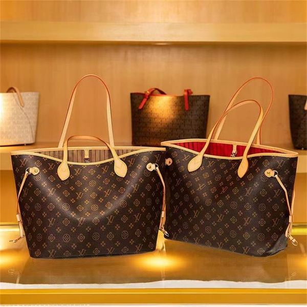 

2023 2pcs set women leather handbag designer lady clutch purse retro shoulder purse crossbody tote bag