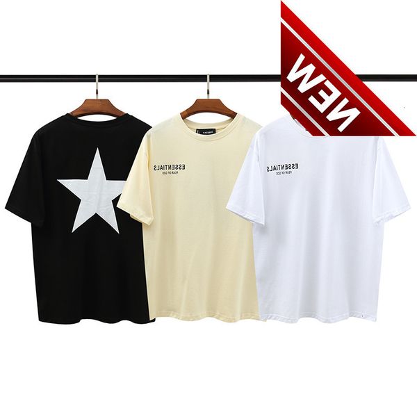 

street fashion brand essentials five pointed star double thread limited short sleeve t-shirt fog men's and women's bottom shirt, White;black