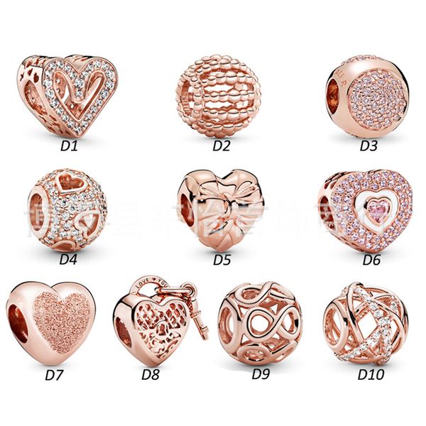 fascia CZ vero S925 gioielli in argento sterling Perline fai da te Adatto pandora Ale Charm per bracciali Pandoras per donna Bracciale in oro rosa europeoCollana