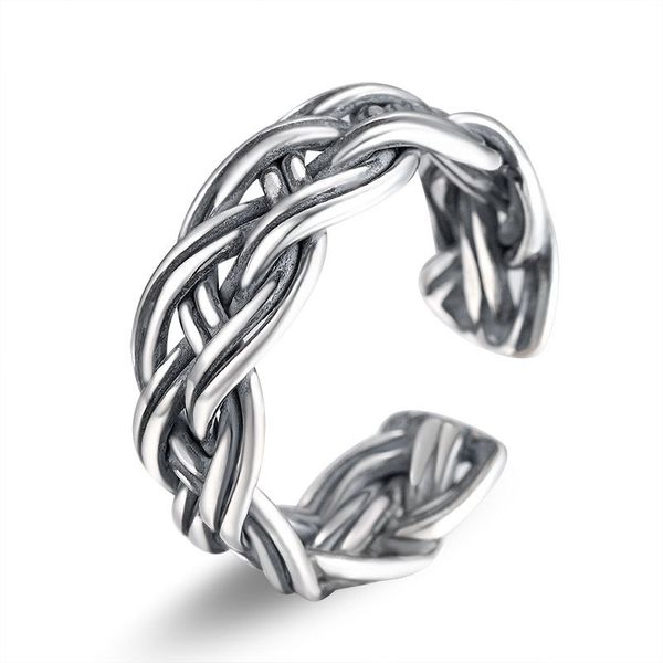 Минималистское винтажное кольцо 925 серебряного серебра, чтобы сделать старые японские и корейские in ins net red fashion all-матч украшения