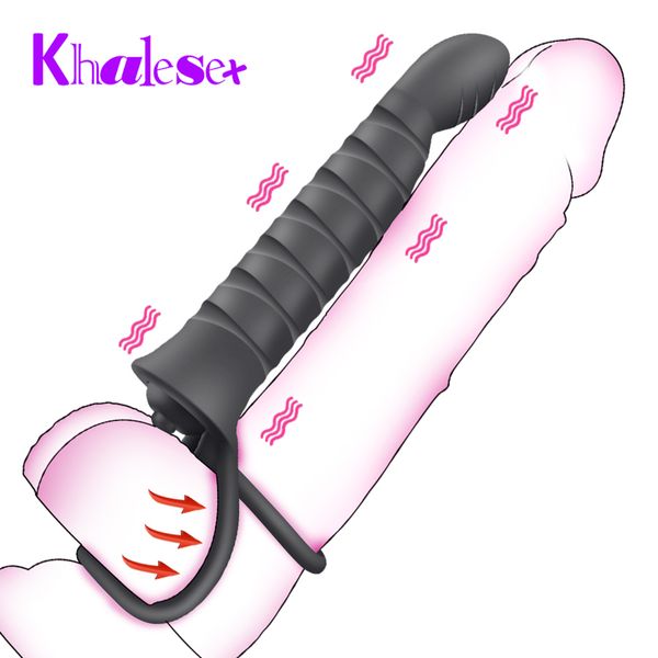 Double Penetration Dildo Vibrator 10 Modo Vibrador para Men Strap On Penis vagina plug plug adult Toys Sex Toys 220607