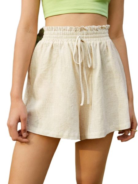 

paper bag waist tie front shorts 46ai#, White;black