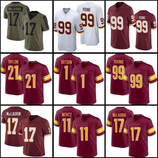 

jersey chase young 11 carson wentz commanders football 1 jahan dotson jonathan allen terry mclaurin sean taylor anton, Black;red