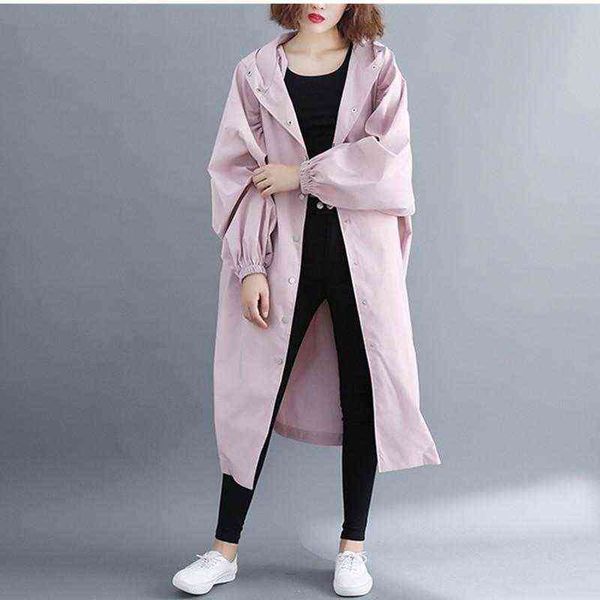 

women's trench coats plus size jacket long coat cardigan women clothes loose solid hooded oversize overcoat spring autumn outerwear fem, Tan;black