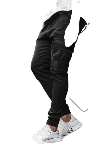 

men flap pocket cargo pants y02c#, Black