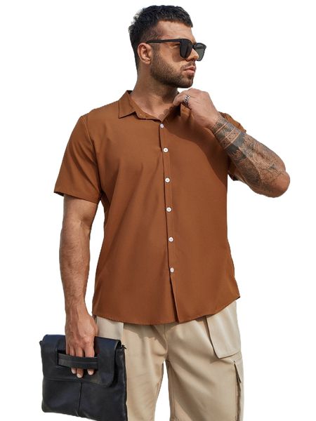 

extended sizes men solid button through shirt k0e2#, White;black