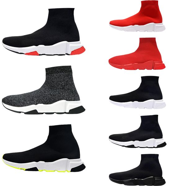 

2023 designer sock sports trainers 2.0 lace-up trainer shoes casual luxury paris women men nude glitter graffiti runners sneakers Black Red socks boots Paris Knit shoe, Brown1