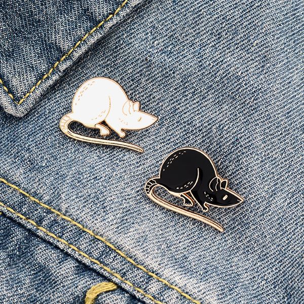 

student black white mouse brooch drop oil cowboy backpack corsage badges sweater clothes lapel pins clothing brooches accessories, Gray