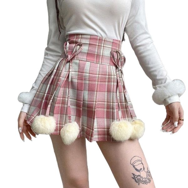 

skirts woman skirt kawaii y2k clothes 2022 fashion casual sweet pink jk pleated e girl mini plaid v8ci#, Black