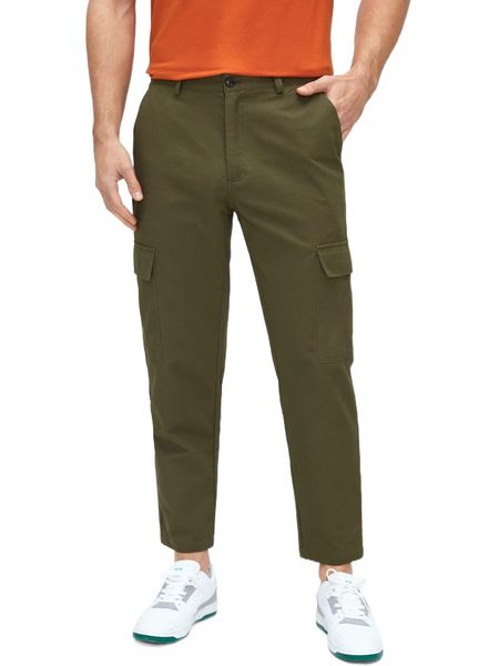 

men flap pocket side cargo pants v4m2#, Black