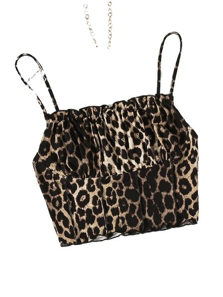 

ruched bust seam front leopard cami k2lq#, White