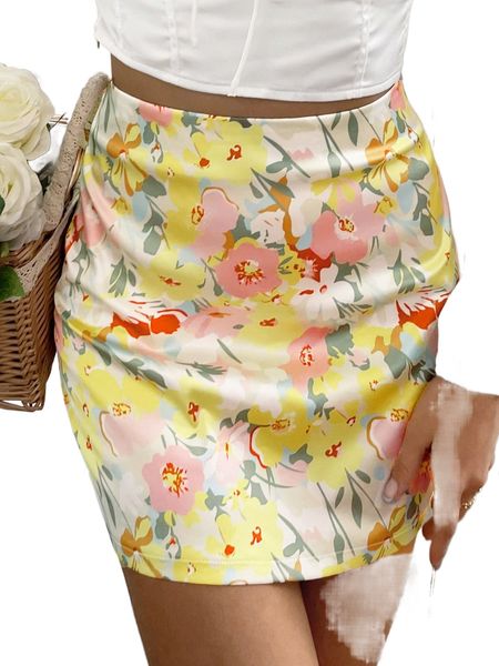 

allover floral zip back skirt k3co#, Black