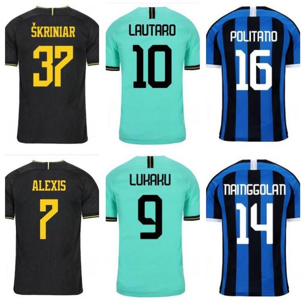

2019 2020 retro classic soccer jerseys eriksen alexis lukaku lautaro godÃ­n candreva barella sensi nainggolan skriniar brozovic inter 19 20 m, Black;yellow