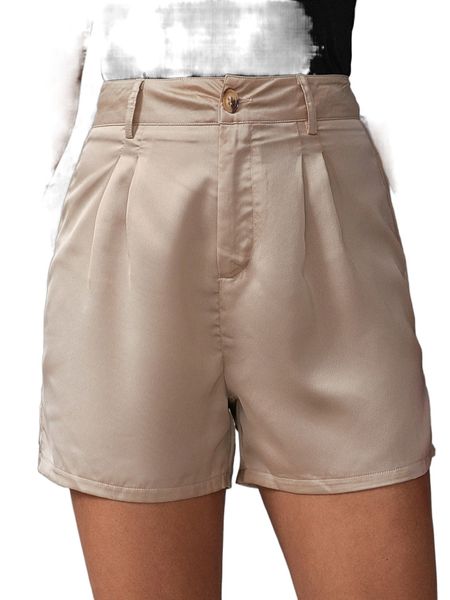 

button fly pleated detail shorts 57by#, White;black