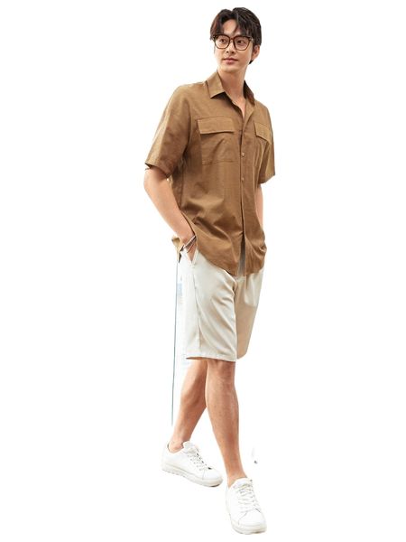 

men flap pocket drop shoulder shirt m5cq#, White;black