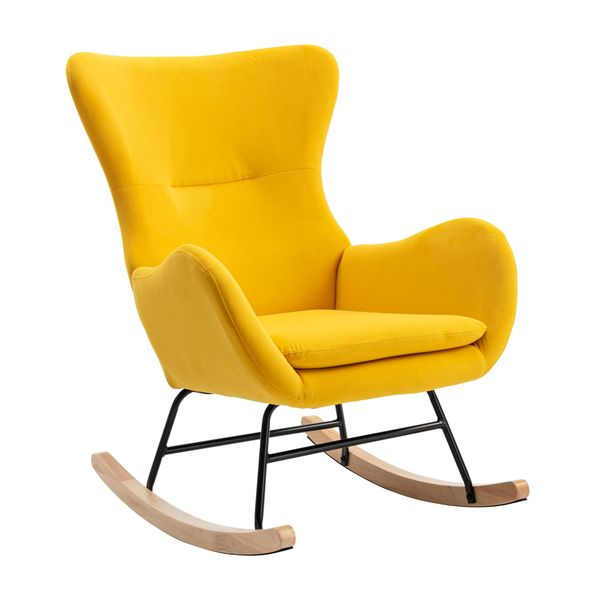 

velvet fabric padded seat rocking sleeper chairs with high backrest and armrests oversized, poly lumber, for patio deck garden, backyard fur