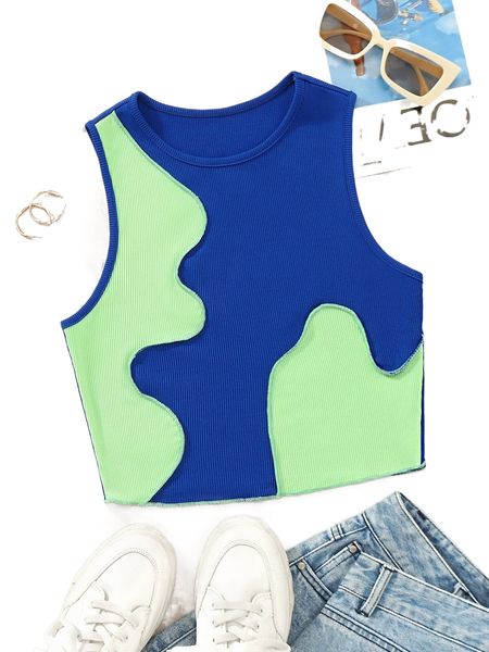 

color block stitching tank 06zx#, White