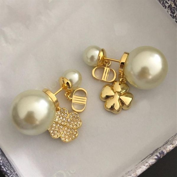 

pearls earrings designer luxury stud ladies brass gilded diamonds 925 silver needle anti allergy party exquisite gift counter qual213r, Golden;silver
