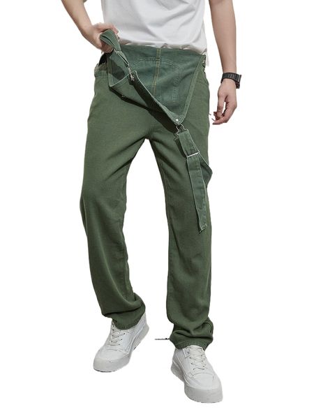 

men patched pocket denim overalls w9s3#, Blue