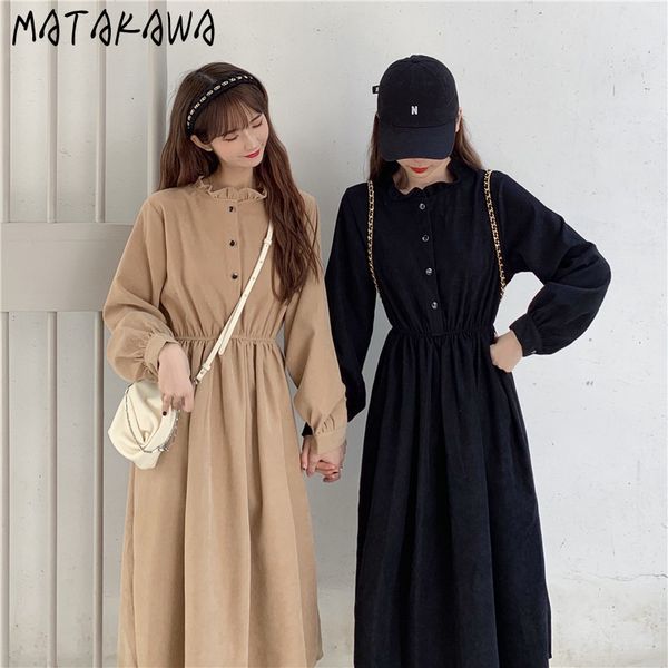 

bottom lantern sleeve womens dress french black vestido slim waistinner stand collar long femme robe 210506, Black;gray
