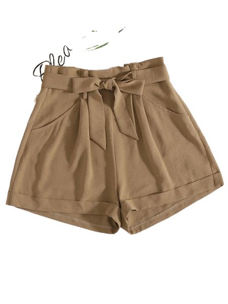 

self belted rolled hem shorts z5pn#, White;black