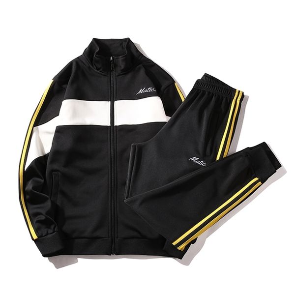 

hip hop tracksuit men set 2020 new sweat suits men 2 piece set fashion jacket sweatpant mens patchwork tracksuit set streetwear lj201126, Gray