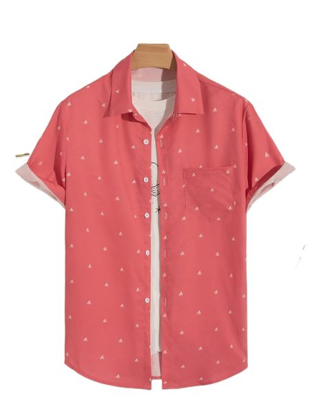 

men boat print pocket front shirt without tee v55d#, White;black