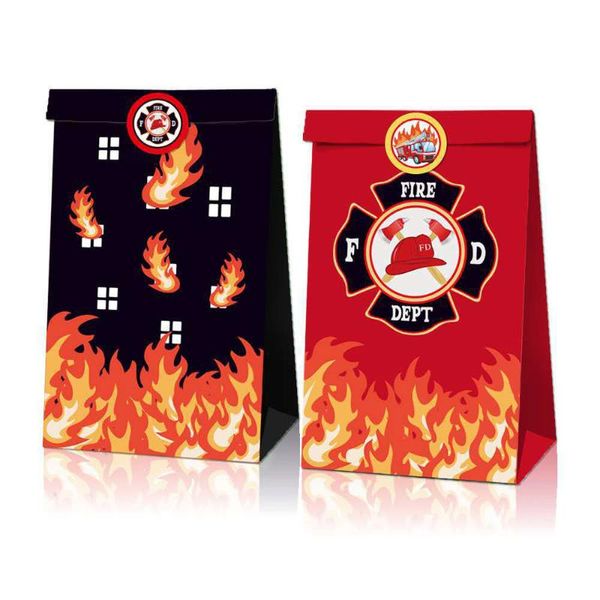 Wrap regalo 12 pezzi da pompiere BAGNI BAGNA CANDAGGI FIRETRUCK CON 18 PC Adesivi Boy Firefighter DecorationGift di 4a festa di 4a festa