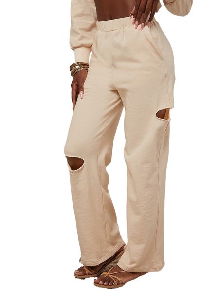 

high waist ripped straight leg pants f39u#, Black;white