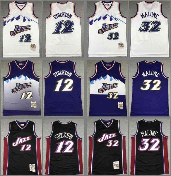 

basketball jerseys john stockton #12 karl malone #32 jersey, Black