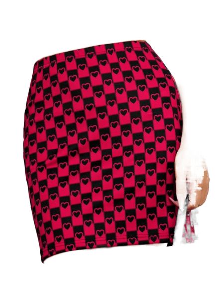 

x jane dang heart print bodycon skirt w9z7#, Black