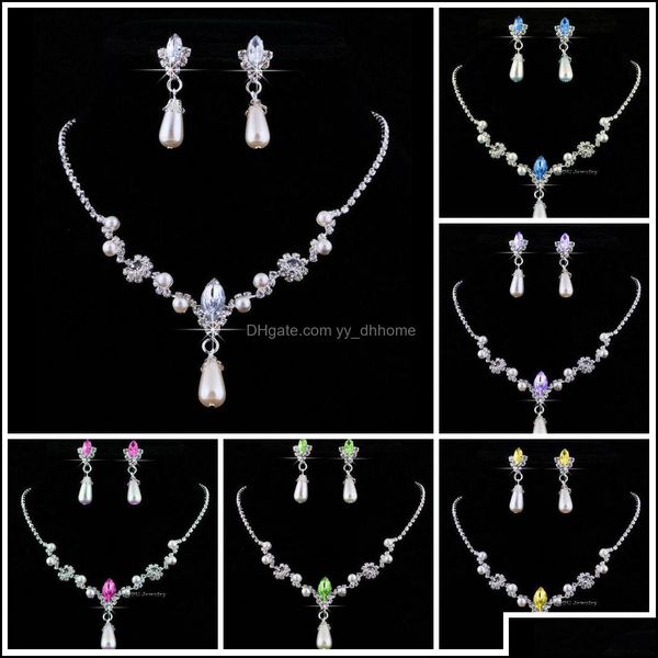 Brincos Jóias de jóias de dama de honra para o casamento Faux Pearls Rhinestone Water Grow Jewellery Party Se Yydhome Delivery Yydhhome dhxbz