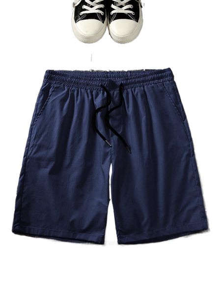 

men solid drawstring waist shorts j7qm#, White;black